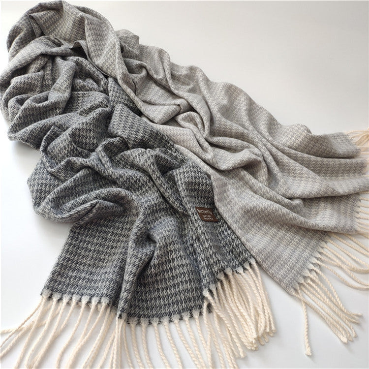 Tie-dye faux cashmere tassel scarf, view 6 - MRSLM