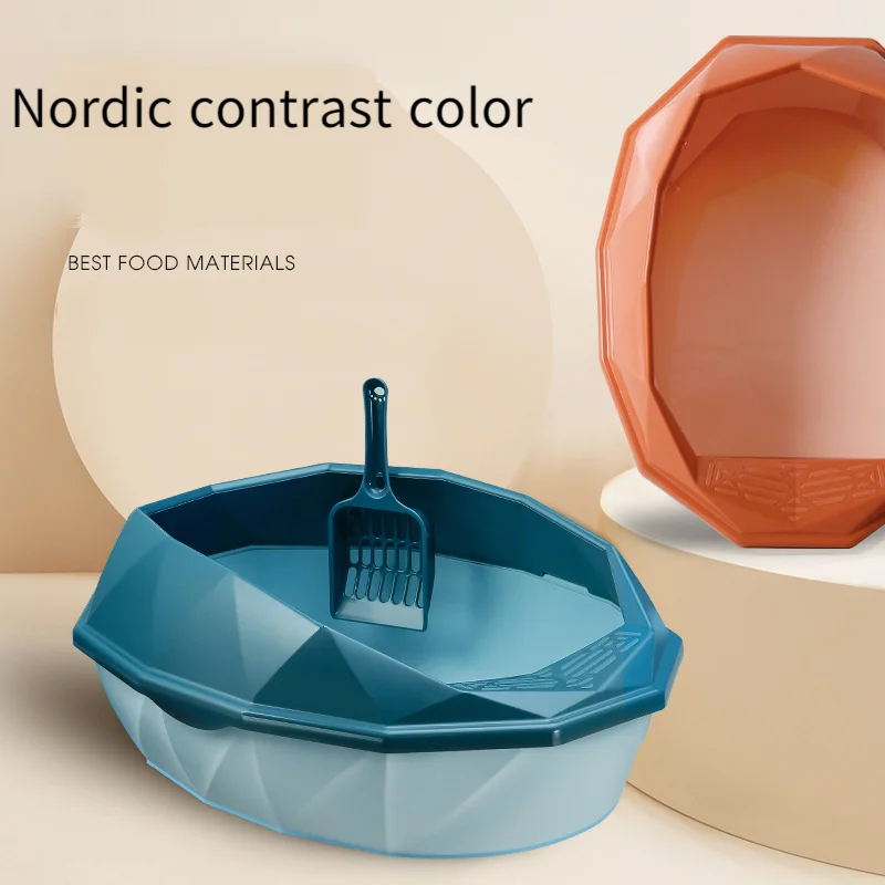 colorful diamond small cat litter box, view 6 - MRSLM