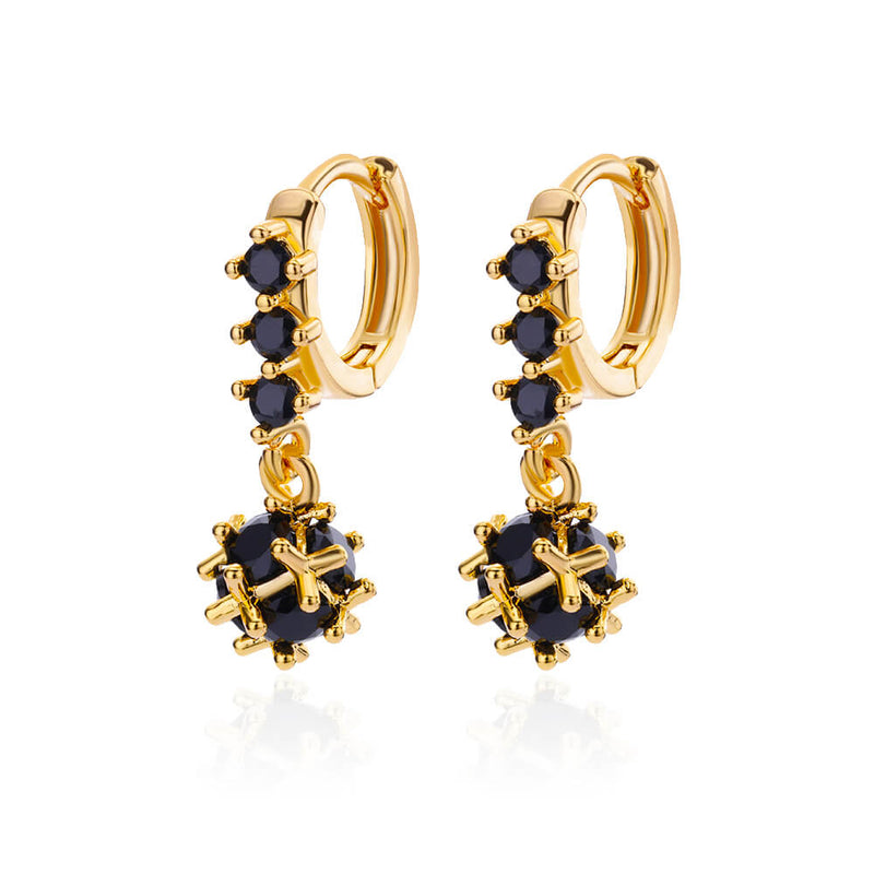 spherical black zircon dangle earrings, view 13 - MRSLM