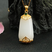Natural Hetian jade silver inlay pendant, view 4 - MRSLM