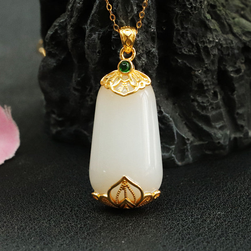 Natural Hetian jade silver inlay pendant, view 4 - MRSLM