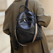 genuine leather plaid backpack, view 4 - MRSLM