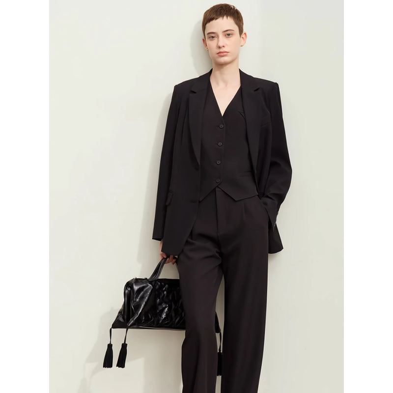 women's notched collar blazer, view 3 - MRSLM