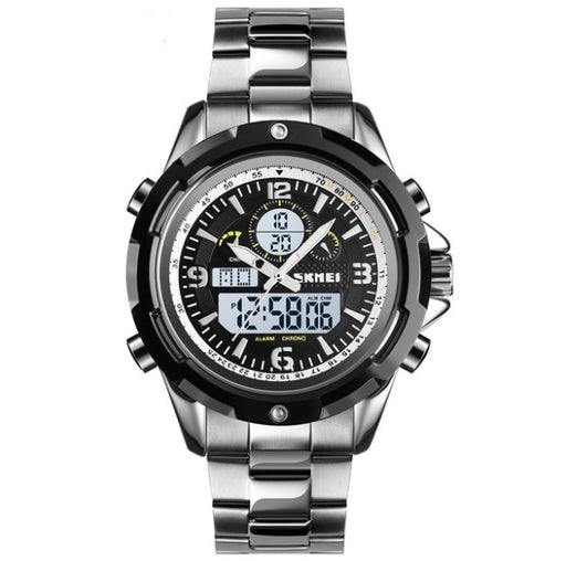 sports steel band dual display watch, view 4 - MRSLM