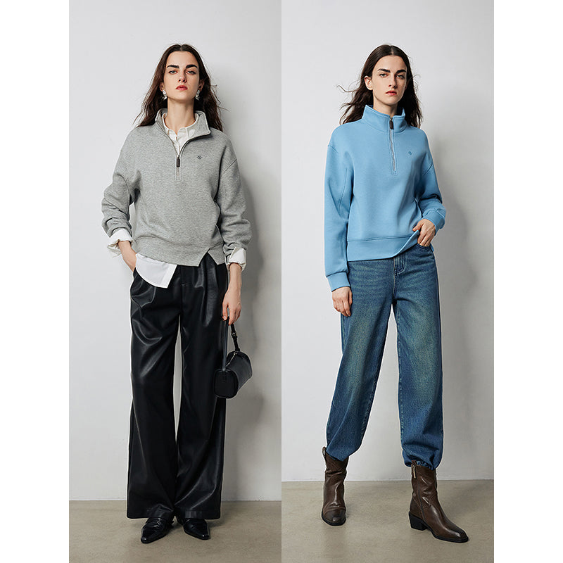open slit zipper pullover sweatshirt, view 7 - MRSLM