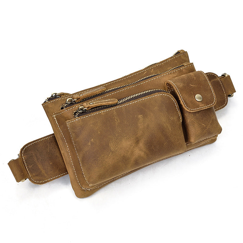 men's cowhide waist crossbody bag, view 6 - MRSLM