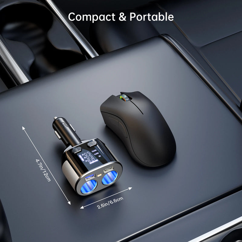 66W dual USB car fast charger with display, view 7 - MRSLM