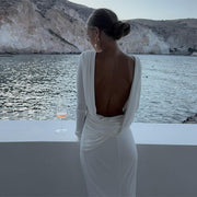 backless long sleeve dress, view 3 - MRSLM