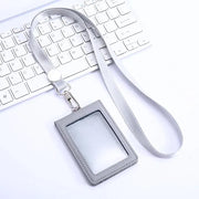 pu leather id holder with neck strap, view 4 - MRSLM