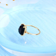 retro rectangular black agate 925 silver ring, view 5 - MRSLM