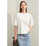 Slash neck lantern sleeve top, view 3 - MRSLM