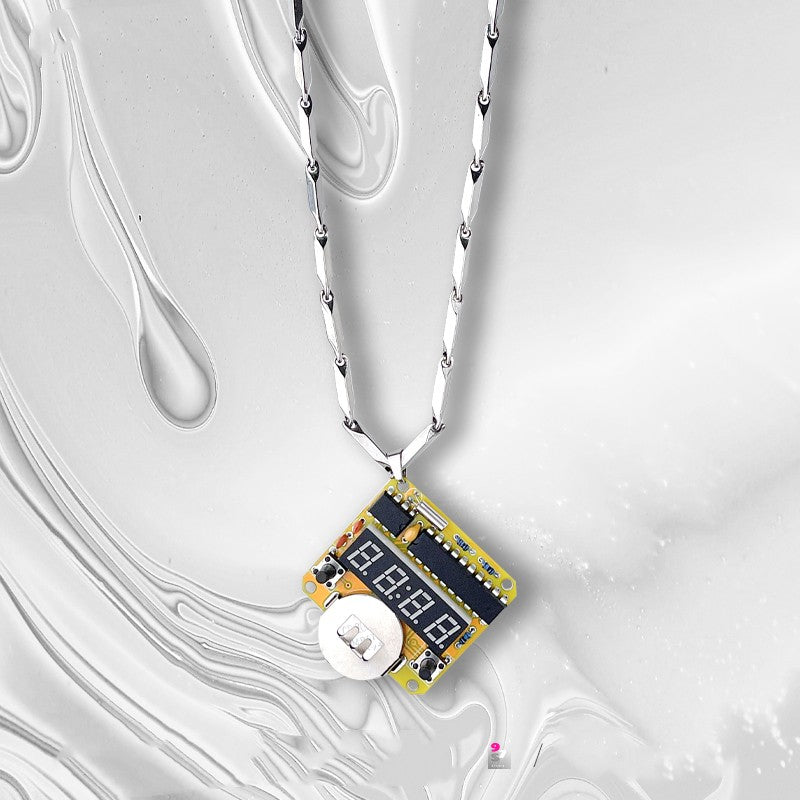 Steampunk clock module chain necklace, view 2 - MRSLM