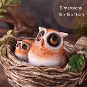 owl in nest resin sculpture, view 7 - MRSLM