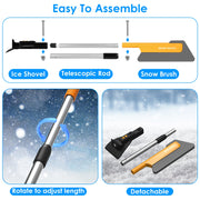 3-in-1 telescopic car snow brush, ice scraper and shovel with light, view 10 - MRSLM