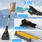 3-in-1 telescopic car snow brush, ice scraper and shovel with light, view 7 - MRSLM