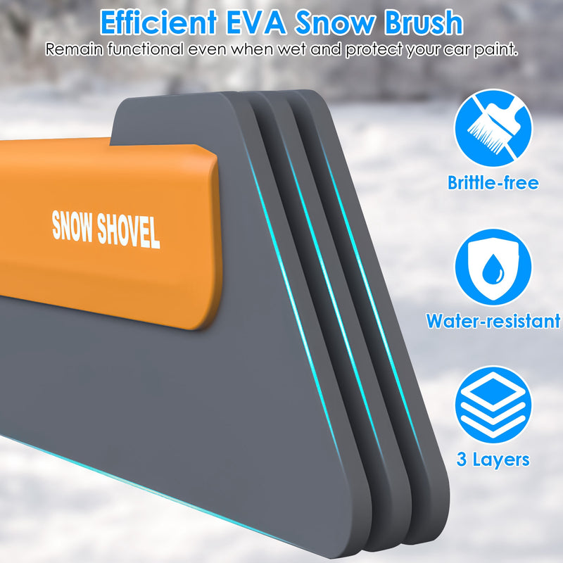 3-in-1 telescopic car snow brush, ice scraper and shovel with light, view 3 - MRSLM