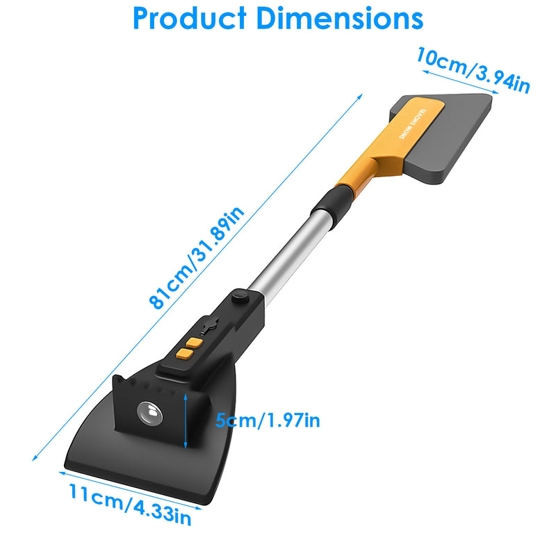 3-in-1 telescopic car snow brush, ice scraper and shovel with light, view 8 - MRSLM