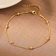 stainless steel snake bead chain anklet, view 5 - MRSLM