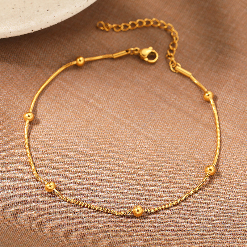 stainless steel snake bead chain anklet, view 5 - MRSLM
