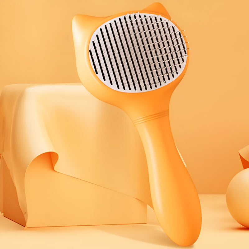 self-cleaning dog and cat grooming brush, view 3 - MRSLM