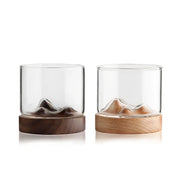 mountain whiskey glass with wooden base, view 12 - MRSLM