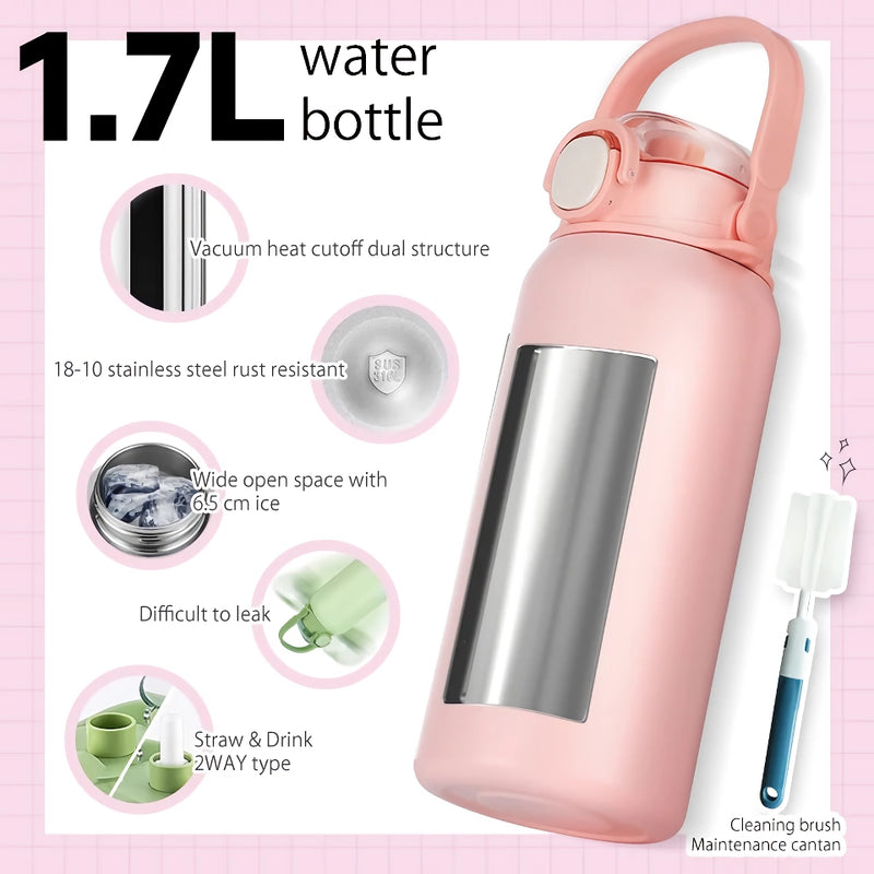 large capacity stainless steel thermos bottle with straw, view 8 - MRSLM