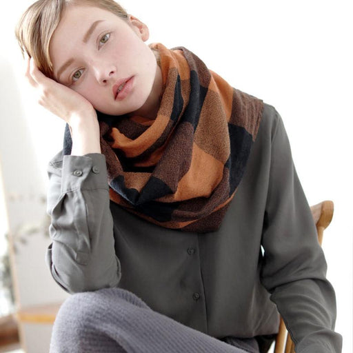 women's cashmere-feel plaid shawl - MRSLM