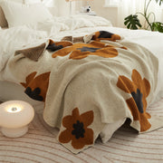 floral knitted throw blanket, view 3 - MRSLM