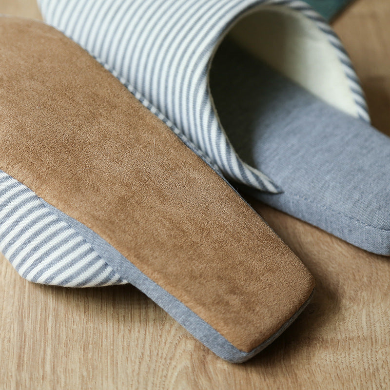 striped soft sole bedroom slippers, view 4 - MRSLM