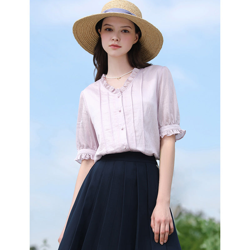V-neck chiffon blouse, view 2 - MRSLM