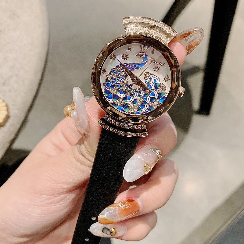 peacock design ladies quartz watch, view 6 - MRSLM