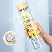 glass water bottle with time marker, view 5 - MRSLM