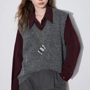 Women's V-neck knitted sweater - MRSLM