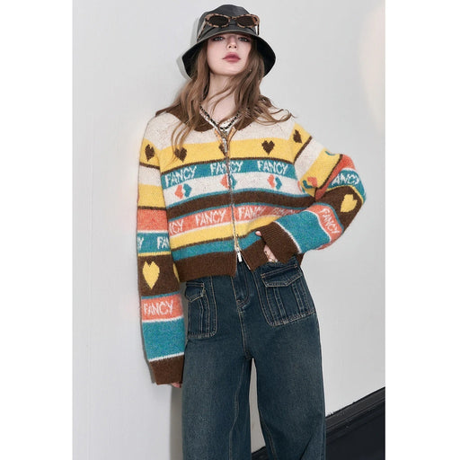 y2k retro zip-up sweater, view 2 - MRSLM