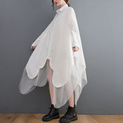 loose two-piece look swing mesh shirt dress, view 4 - MRSLM