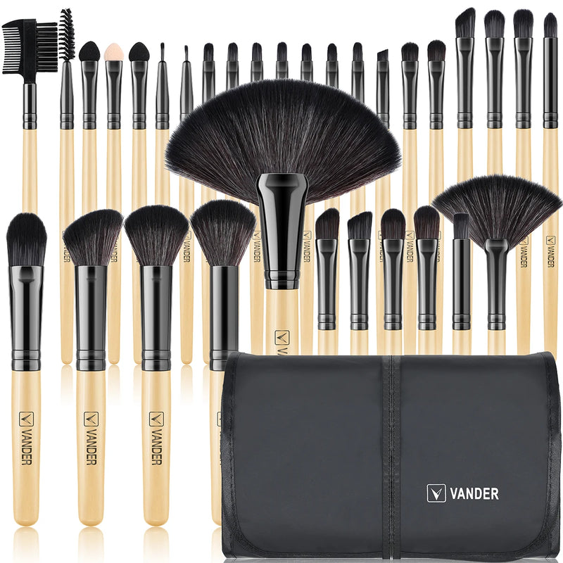 32-piece makeup brush set with case, view 6 - MRSLM