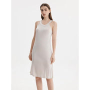 silk blend halterneck midi dress, view 9 - MRSLM