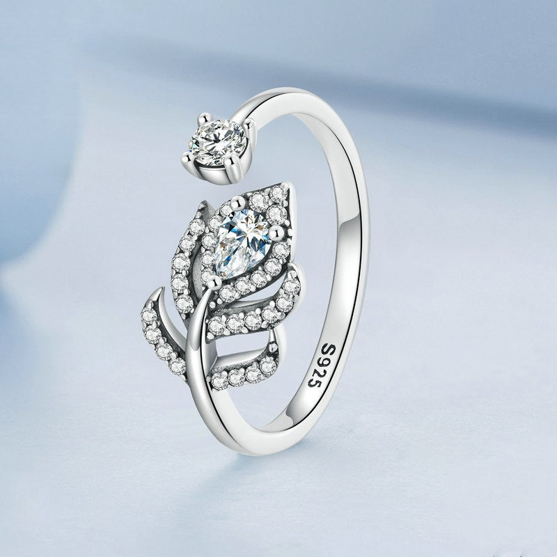 zircon peacock feather ring, view 3 - MRSLM