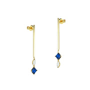 asymmetric blue zircon silver stud earrings, view 3 - MRSLM