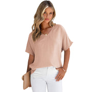 women's loose v-neck short sleeve t-shirt, view 4 - MRSLM