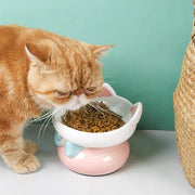 cute ceramic elevated cat bowl, view 6 - MRSLM