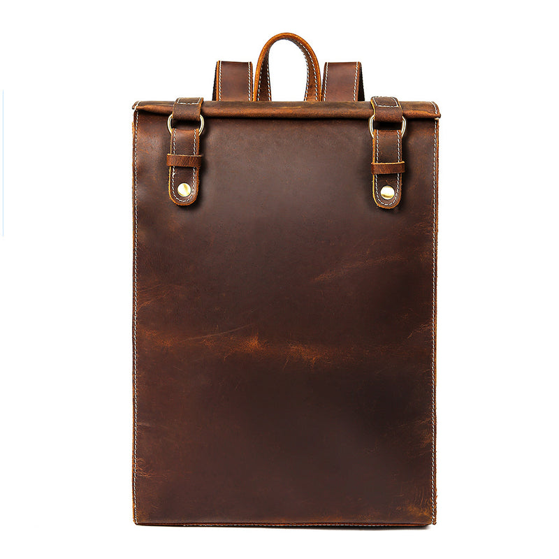 men's first layer cowhide leather backpack, view 5 - MRSLM
