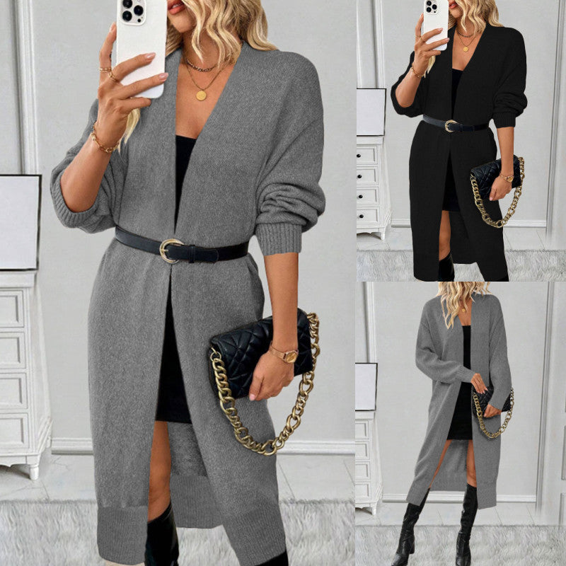 Women's long knit sweater cardigan coat - MRSLM