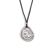 double layered meteorite pendant necklace, view 2 - MRSLM