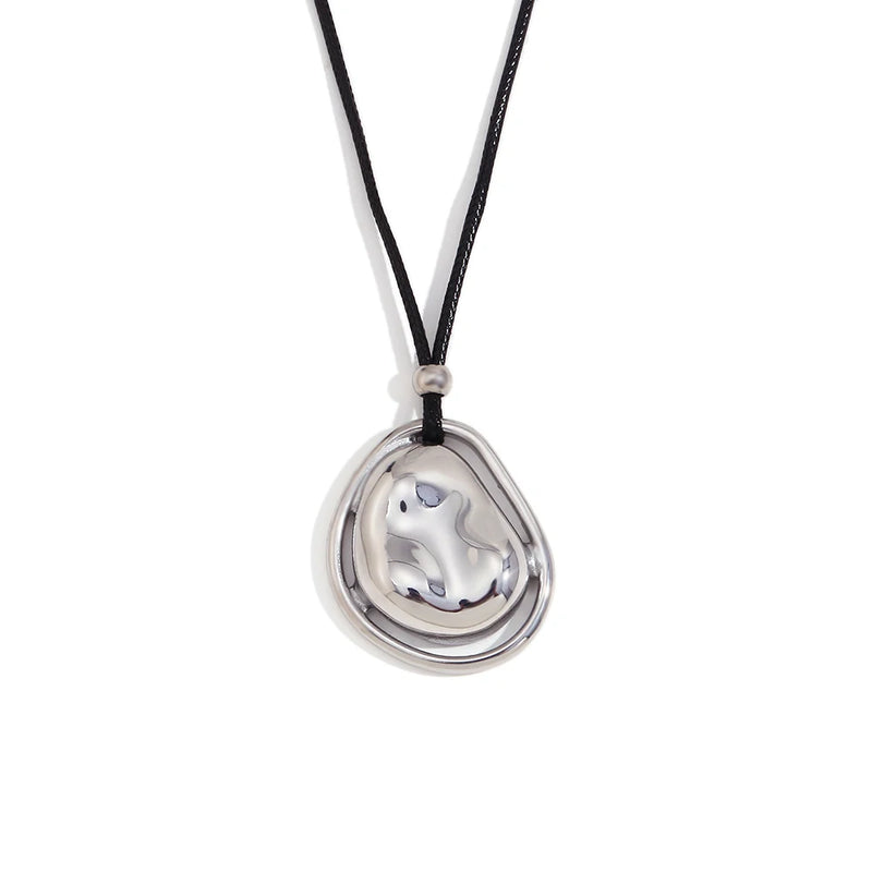 double layered meteorite pendant necklace, view 2 - MRSLM
