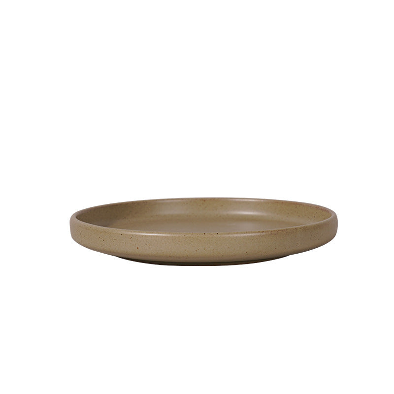 retro matte gray porcelain steak plate, view 5 - MRSLM