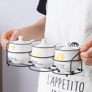 Ceramic spice jar set with spoon and lid - MRSLM