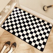 black and white grid bathroom absorbent non-slip mat, view 4 - MRSLM