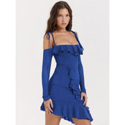 backless ruffle mini dress, view 8 - MRSLM