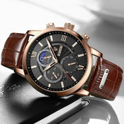 men's leather quartz watch, view 8 - MRSLM
